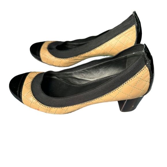 Tory Burch Gabby Ballet Heels Black and Tan size 6.5 - Picture 2 of 5